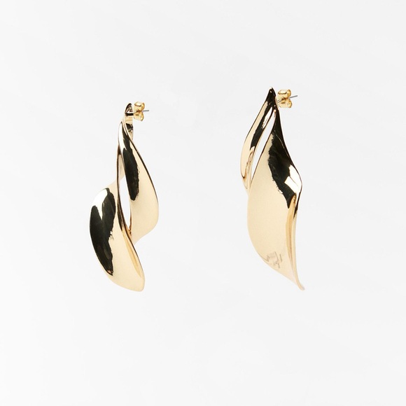 Zara Twisted Gold Earrings NWT - Picture 2 of 5